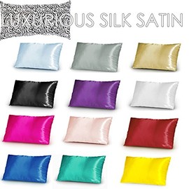 Gyulin 2 Pack Silky Soft Satin Pillow Case Cushion Cover with Hidden Zipper 18x18 Inch (45x45cm), White