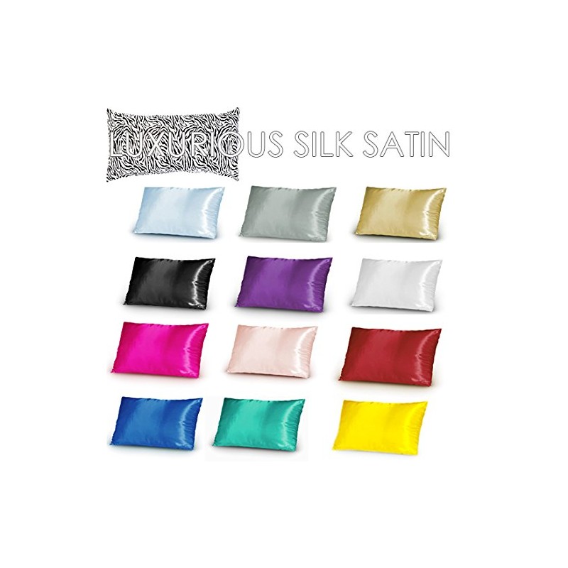 Gyulin 2 Pack Silky Soft Satin Pillow Case Cushion Cover