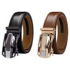 Men's Leather Ratchet Belt, Black and Brown with Metal Plate