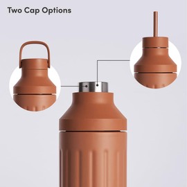 BEAST Health® Stainless Steel Water Bottle, 22 oz, Insulated Stainless Steel, Leak-Proof, Reusable Straw System, Portable Carry Cap, BPA-Free, Dishwasher Safe (Terra)