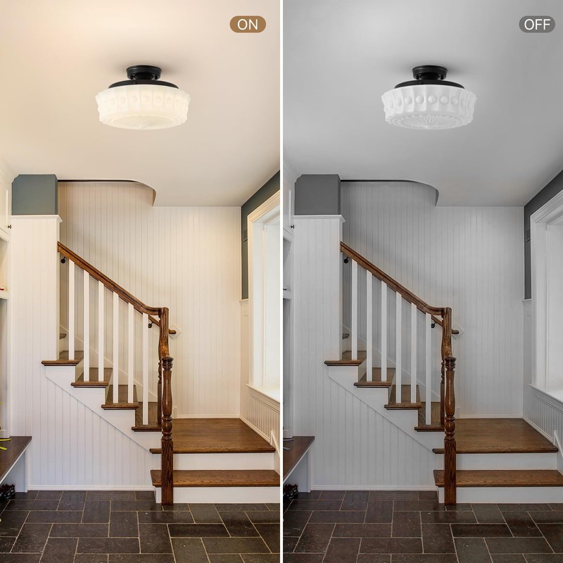 youngrender Schoolhouse Light Fixture Modern Black Flush Mount Ceiling Lighting