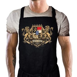 LOBO Barbecue Apron Cooking Apron Kitchen Apron as Gift for Bayern Fans Made of Pure Cotton, Bavaria