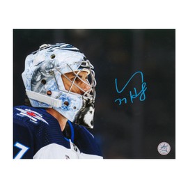 Connor Hellebuyck Signed Winnipeg Hockey Goalie Mask Profile 8x10 Photo