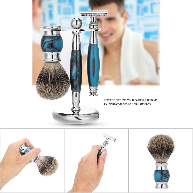 Men Manual Safety Double Edge Long Handle Razor Shaving Brush
