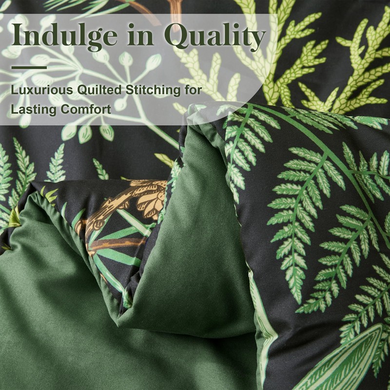 keensoft Queen Comforter Set - 3 Pieces Botanical Bedding Comforter