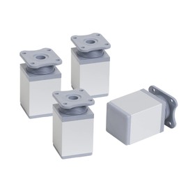 LouMaxx Furniture Feet Adjustable Square - Set of 4 40 x 40 x 60 mm in Aluminium/Silver with Mounting Plate - Feet for Aluminium Furniture - High-Quality Cabinet Feet for Individual DIY Furniture