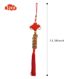 hhdatc 8 Red Strings Chinese New Year Feng Shui Coins Good Luck Charm with Chinese Knot for Good Luck Fortune Wealth Health Success Hanging Decorations
