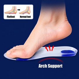 Silicone Gel Insoles for Flat Feet – Shock-Absorbing Arch Support and Anti-Slip Cushioning for Everyday Walking