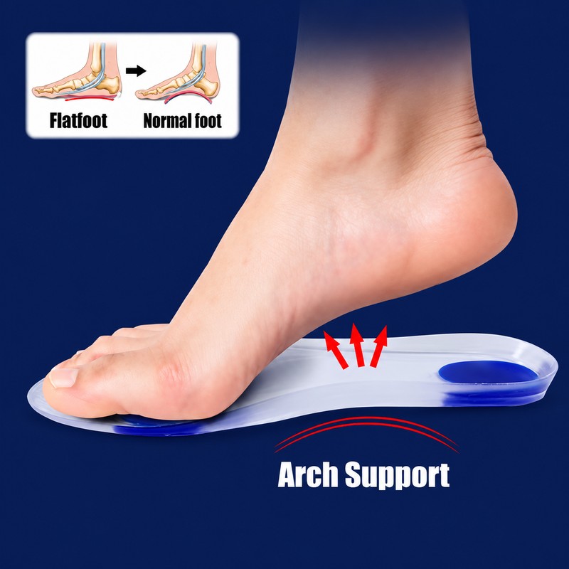 Silicone Gel Insoles for Flat Feet – Shock-Absorbing Arch Support