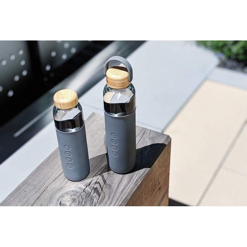 Soma Glass Water Bottle with Silicone Sleeve, BPA-Free, Gray, 17oz