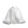 Girl's White Satin Communion Cape with Marabou (Feather) Trims -