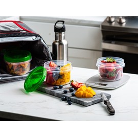 Elegant Disposables (16 Ounce 20 Pack) Twist cap Containers Clear Bottom With Green Top Screw on Lids Twist Top Food Storage Freezer Containers