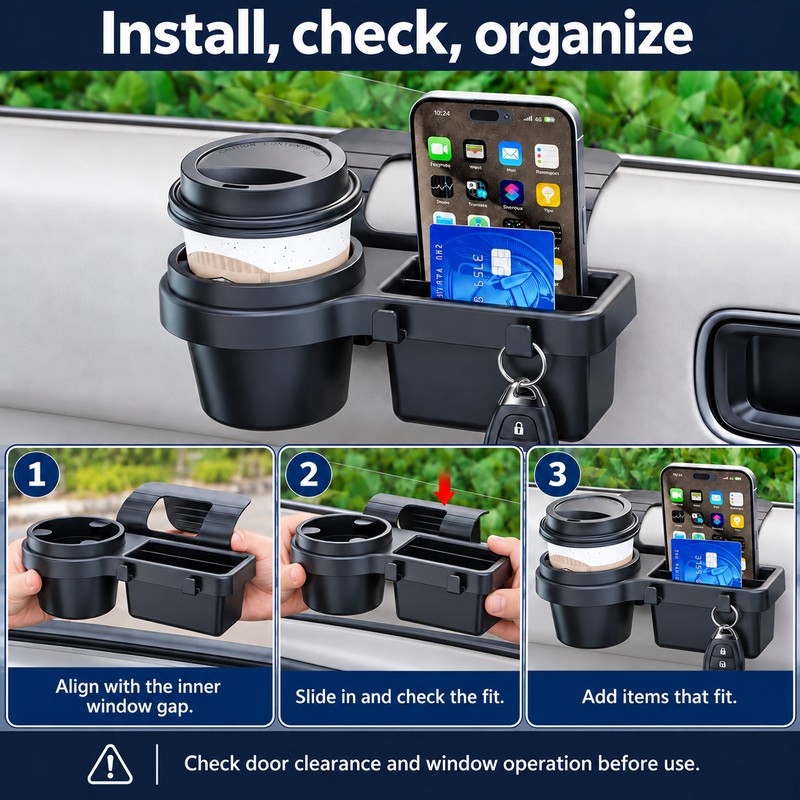 Car Cup Stand Phone Holder Mount Tray Side Door Window