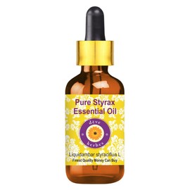 Deve Herbes Pure Styrax Essential Oil (Liquidambar styraciflua L) with Glass Dropper Steam Distilled 10ml (0.33 oz)