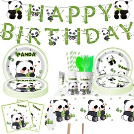 176Pcs Panda Birthday Party Supplies Set,for Kids Baby Shower Birthday Decoration,Panda Party Tableware Set,Serves 20 Guests