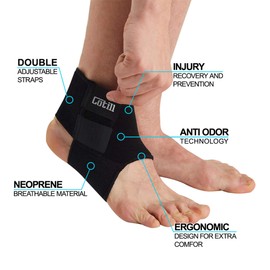 Cotill Ankle Support for Men and Women -Neoprene Breathable Adjustable Ankle Brace Sprain for Running, Basketball (Large)