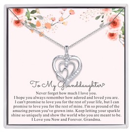 AM ANNIS MUNN 925 Sterling Silver Heart Necklace, Generations Gifts from Grandma, Birthday Gifts for Granddaughter