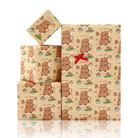 Capybara Birthday Wrapping Paper For Kids Girls Boys, Lovely Capybaras Gift Wrap Paper for Birthday or Baby Shower, 4 Sheets Folded Flat 50x70 cm Per Sheet