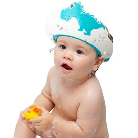 FUNUPUP Baby Shower Cap, Kids Shampoo Shower Bath Cap Adjustable Hair Washing Shampoo Shield Baby Visor for Eyes and Ears Protector Blue