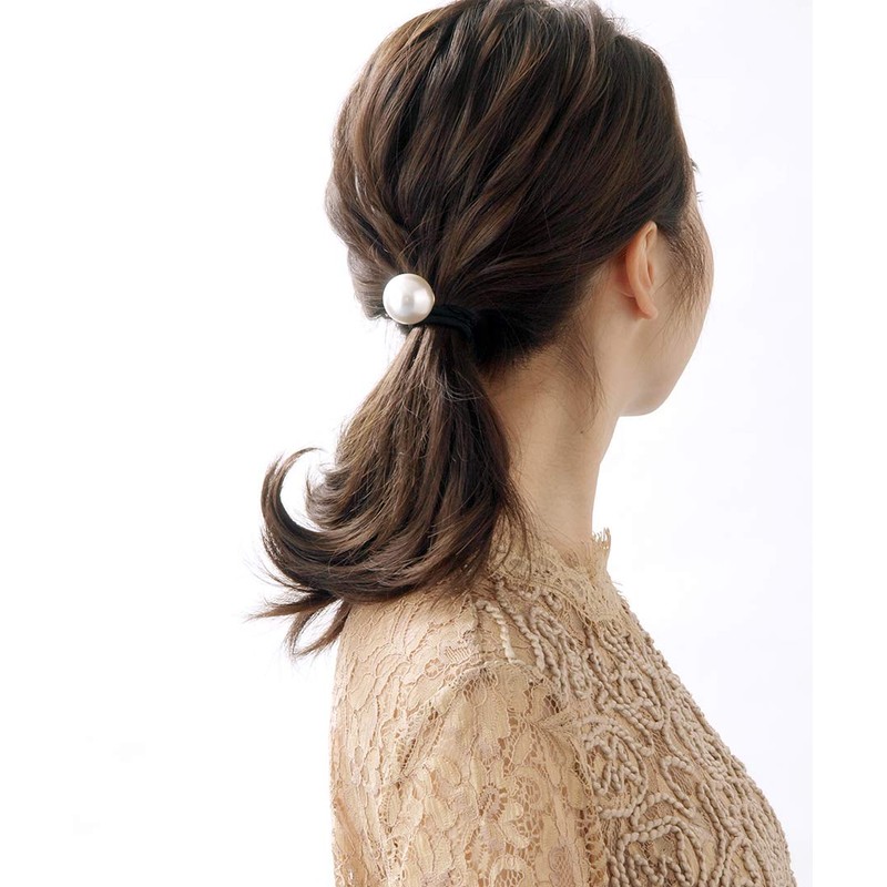 VingTAINE H7161 Single Grain Pearl Hair Cuff (M) Pony Hook