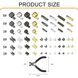 Ylinwtech Pack of 60 zip stoppers, with 1 x install pliers, metal zip repair, for repairing metal zips on clothing, jackets (4 colours 3 specification: #8#5#3)