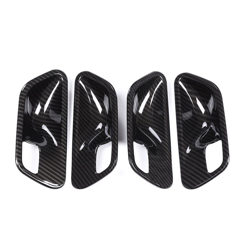 metyoucar Interior Door Handle Bowl Trim Carbon Fiber Style