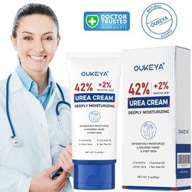 OUKEYA OUKEYA Urea Cream 42 Percent with 2% Salicylic Acid Tube 3 Oz, Foot & Hand Cream for Dry Cracked, 40 per Urea Lotion for Feet Maximum Strength, 2 Pack