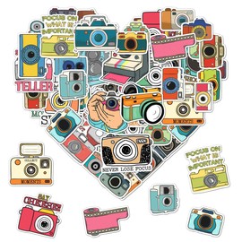 50 Pack Pcs Photography Stickers for Water Bottles Waterproof Vinyl Laptop Luggage Scrapbooking Photographer Sticker Packs Bulk Set Adults Teens Boys Girls Aesthetic Small Decals