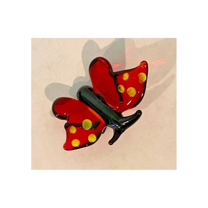 Ganz World Miniature Mini Glass Collectible Figurine RED BUTTERFLY 1"