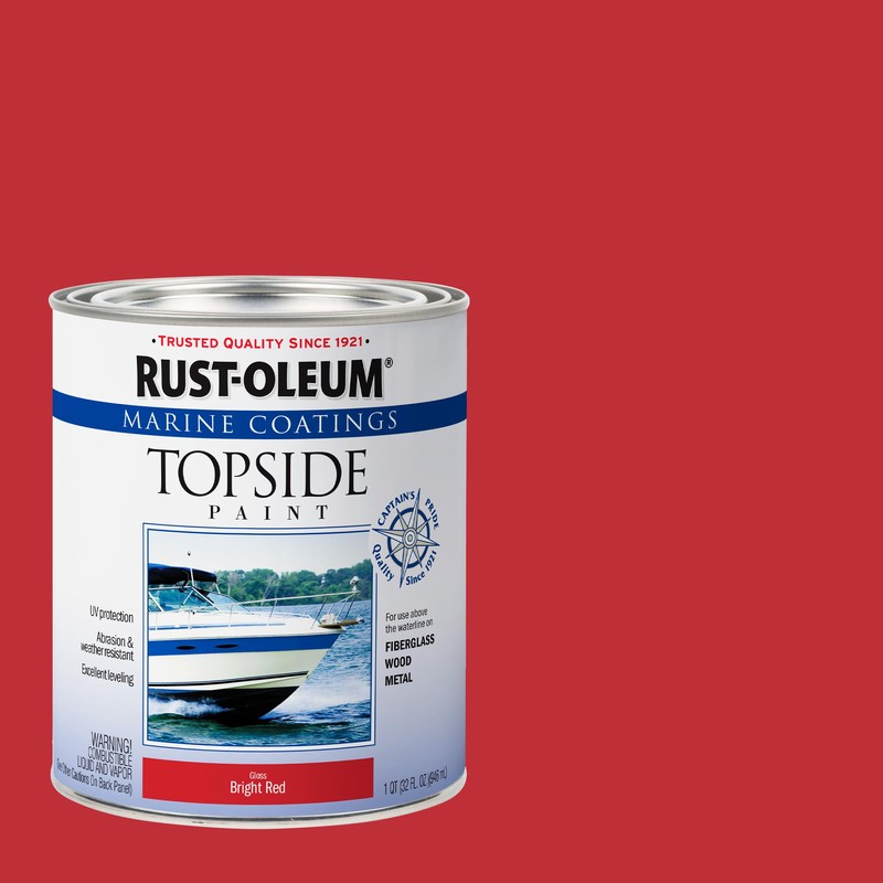 Rust-Oleum, Bright Red 207004 Marine Coatings Topside Paint, Quart, 32