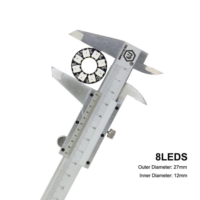 WS2812B RGB Full Colour LED Ring Modules, DC 5V, Black/White