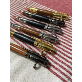 Tactical Bolt Action Bullet Pen - Writing Instrument - 6 Color options - Brass Metal - Wood Center