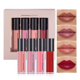 DAGEDA 4Colors Glossy Lipstick Set, High pigment Liquid Lipstick,Moisturizing Lipstick Makeup Set, Waterproof Long Lasting Lipstick for Women (Color A)