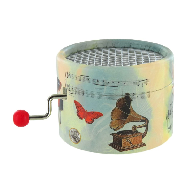 Round Hand-cranked Musical Box/Music Box Made of Reinforced Cardboard -