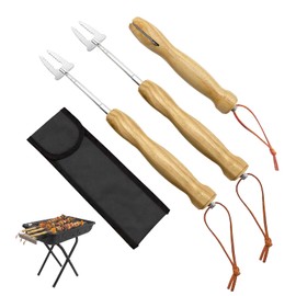 Set of 2 Barbecue Skewers Barbecue Fork Skewers Extendable Barbecue Skewers Telescopic Marshmallow Barbecue Cutlery Set for Camping Grill Length 81 cm