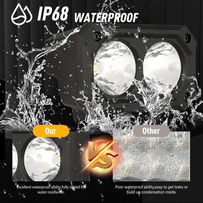 BIGLION.X 4 Inch LED Light Pods, LED Pods 2Pcs 100W
