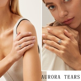 Aurora Tears Musical Note Adjustable Rings 925 Sterling Silver Harp Treble Clef Open Ring Jewellery for Women and Girls DR0131W, Silver