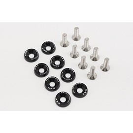 Universal Aluminum Alloy Engine Bay Fender Bumper Dress Up Washers Kit, Bolts M6 P1.0, Black (Pack of 8)