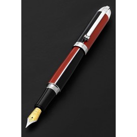 Xezo Visionary Medium Nib Fountain Pen in Red and Black Color Limited Edition 500 Serialized Hand Made Screw Cap