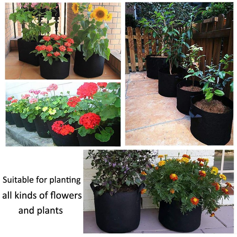 Mintice 5x7 Gallon Brown Breathable Planter Bags for Vegetables and