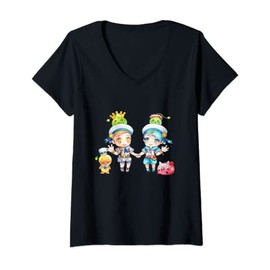 Womens Kids cartoon characters drawing V-Neck T-Shirt