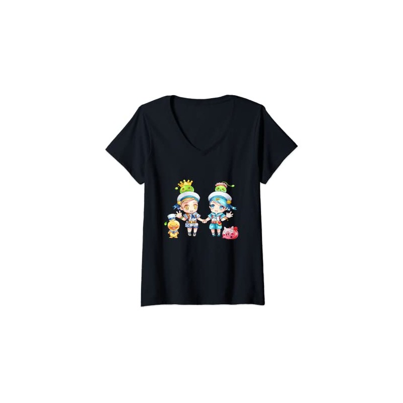 Womens Kids cartoon characters drawing V-Neck T-Shirt