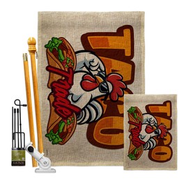 Trump Always Chicken Out Kit Stand Pole Burlap Wall Hanging Decor Home Porch Trade Poster Garden Decoration Room Tapestry Banner Door Sign Fathers Day Funny Gift Made in USA