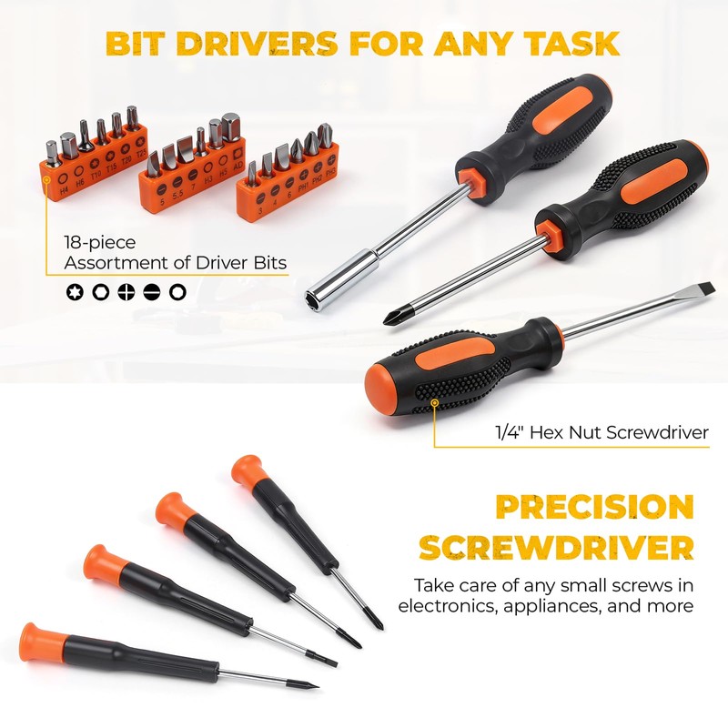 MarvTool 140 Piece Basic Tool Set, Portable Tool Box with