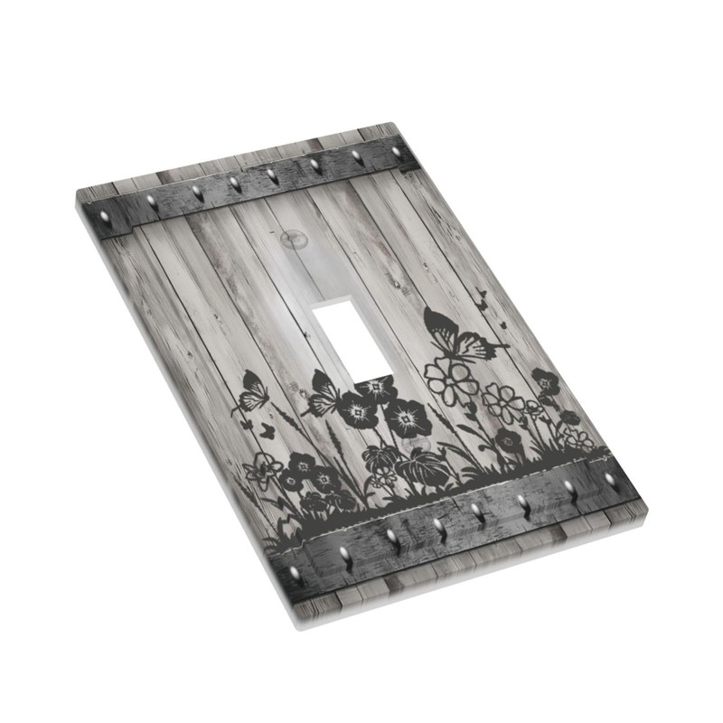 Lhdlnn Grey Barn Door Wood Light Switch Cover Decorative Rustic
