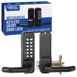 Fortstrong Mechanical Door Lock - Keyless Entry with Left or Right Installation - Durable Automatic Combination Deadbolt - Reliable Home Security - Easy to Install - Black
