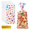 200 PCS Pet Paw Print Cellophane Bags, Rainbow Paw Print