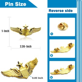 12/Pack Gold Pilot Wings Pins Badge, Flight Attendant Costume Air Force Wing Lapel Pin for Hat Shirt Uniform
