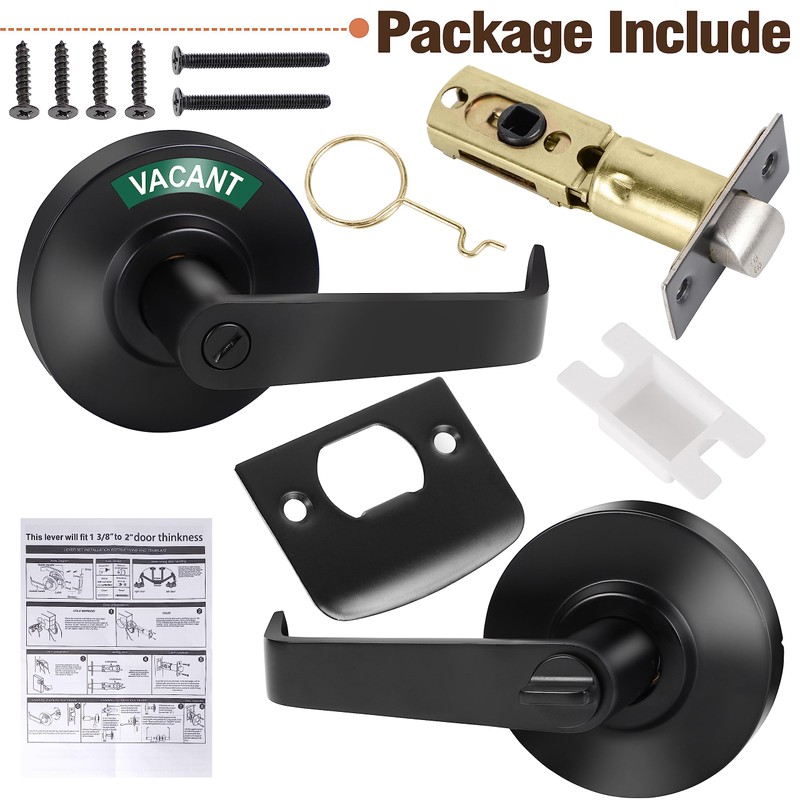 Crystmetal Privacy Indicator Lever Lock, Occupy Door Handle for Bathroom,