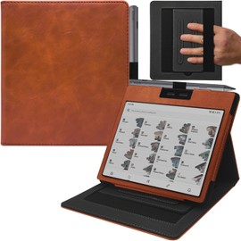 GOVTVA Double Stand Case for 7'' Onyx Boox Go 7 / Boox Tablet Go Color 7 (Gen II/Gen I 2025/2024) /Boox Page Cover with Elastic Pen Holder/Auto Sleep&Wake/Double Hand Strap (Brown)